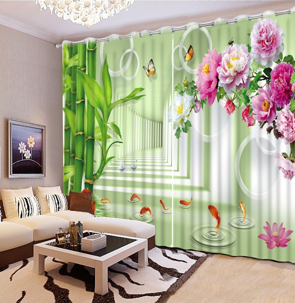 Ž Ŀư  Ȩ Ŀư   Ŀư 볪  â Ŀư/Custom curtains bamboo peony window curtain for living bedroom curtain patterns home curtains decoration